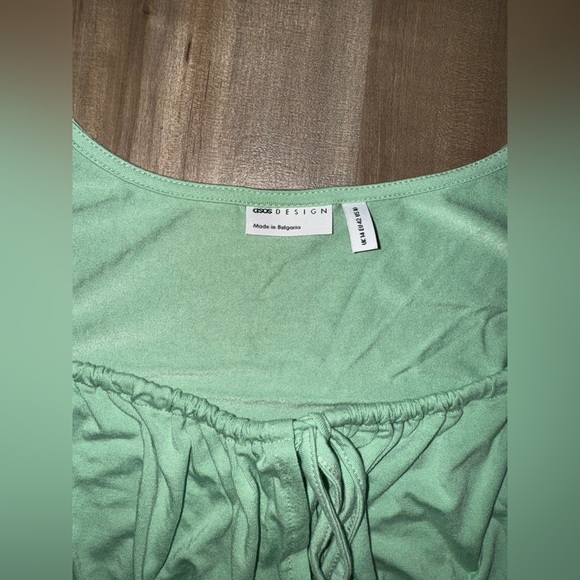 ASOS Short Sleeve Milkmaid Bodysuit in Sage Green Size 10 - Picture 4 of 8